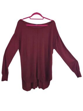 cozy oversized burgundy knit sweater / high-low hem + side slits